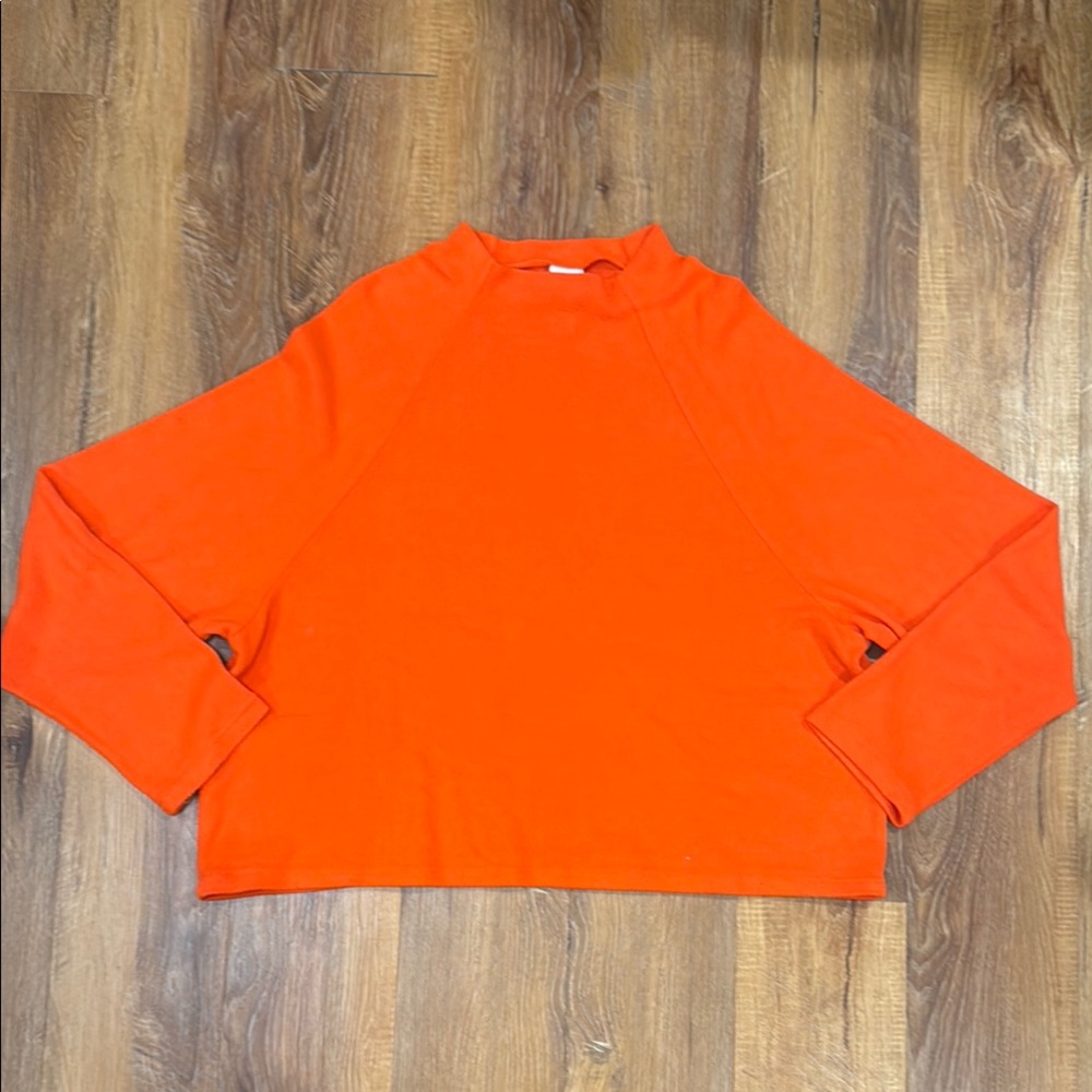 H&M Women Orange Viscose Blend Long Sleeve Casual Pullover (Size: Large)…